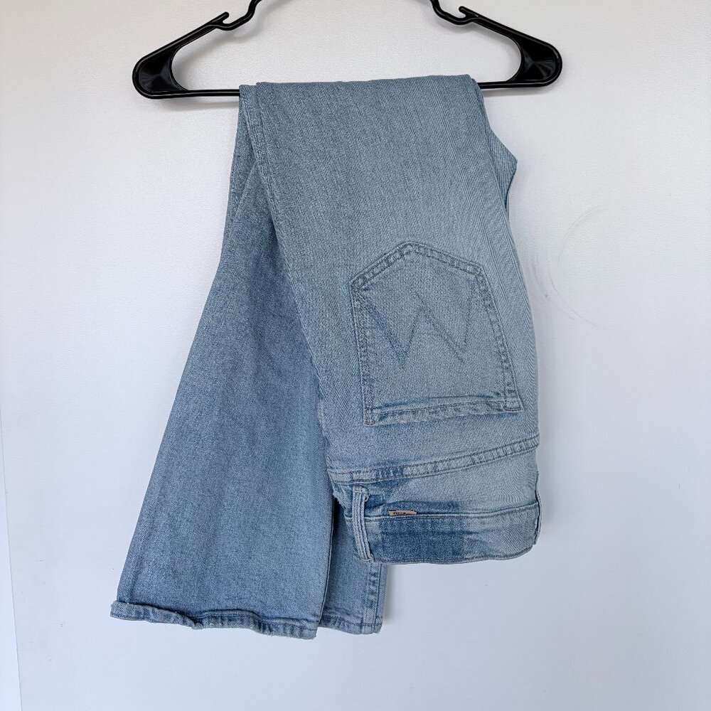 MOTHER Cropped Straight Leg Light Denim Jeans